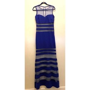 Kikiriki sheer trim blue maxi dress L